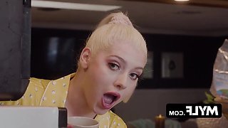 The football player's stepdaughter is eager to experience her muscular stepfather's large penis,