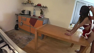 Sporty Girl with Tight Pussy Refused a Gift From Santa Claus