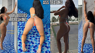 Titty Flashing in a Wet Bikini While Everyone Stared