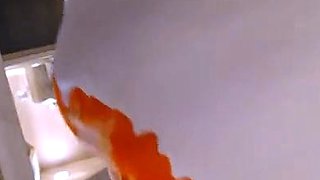 Horny blonde teen with huge boobs jerking off a lucky cock