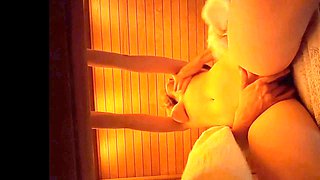 In the sauna, a guy gets caught feeling up some milk cans and fingering a tasty pussy