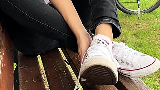 Maitresse Madelines solo foot fetish POV