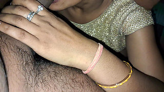 Indian Golden Blouse Bhabhi Get Naked for Blowjob Sucking Big Dick Till Cum in Her Mouth