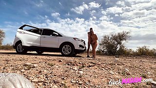 Risky Public Sex in the Desert with a Busty Blonde Amateur