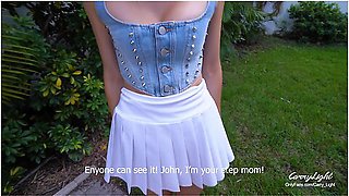 Stepmom Caught Stepson Jerking Off And Helps Cum In Her Panties While Husband Is Home