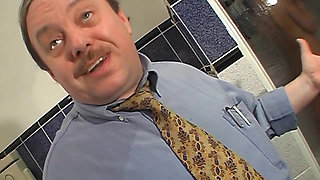 Skinny Brunette Teen Gets Rough Bathroom Fuck and Facial