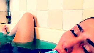 Small tit brunette amateur tugs on a big willie