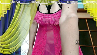 Hot Lukerya having fun flirting on webcam. Camera on the floor, bottom view and hot chat with fans.