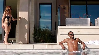 Man Dips His Cock in Hot Wifes Pussy After Dip on Her Property, Big Tits Bouncing During C