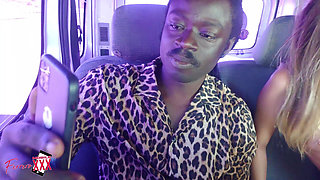 She Gets Horny on a Van Ride to the Airport with Two BBC