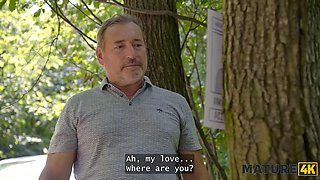 Mature4k. kinky mature giantess diana luvs pet have fun in pantyhose with 2 strangers in public