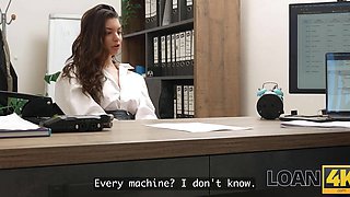 Slutty Office Brunette Rides Her Boss On The Desk For A Loan