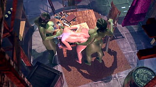 Orcs Futanari and Elf Futa Threesome 3D Animated