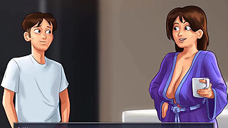 Summertime saga:  stepson jerks off thinking about his stepmom ep 48