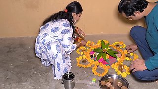 Indian Puja Bhabhi delivers intense sensual diwali hardcore blowjob pleasure