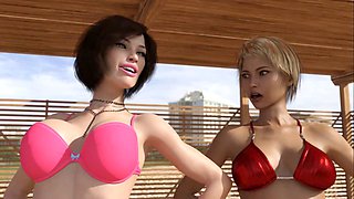 Steamy nude photos and a visual novel featuring a sexy girl in a swimsuit