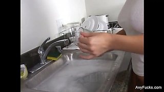 Super sexy Avy Scott gets nailed in the kitchen