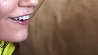 Lesbian action with brunette teen