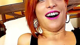 Skinny redhead mature Justine seduces neighbors boy and man films it