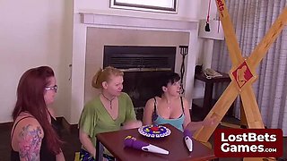 Amber Chase Wild Strip Game - Big Tits Lesbian Teen Loses Bet & Gets Tied Up