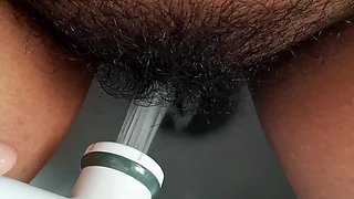 Pissing in bathroom and hardly Squirting Orgasm then moaning