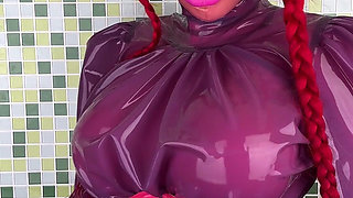 Miss Fetilicious Wears Pink and Purple Latex