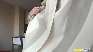 Policeman spunks on massive uk jugs - fake cop