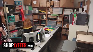 Shoplyfter - red haired babe Naiomi Mae detained for stealing gets what she is worth in the backroom