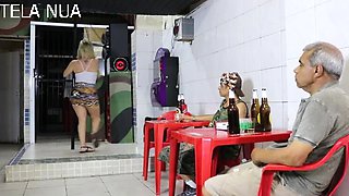 Hot Blonde Ines Ventura Gives a Wild Strip Show and Fucks Hard in a Bar with Myke Brazil and Ze Ator