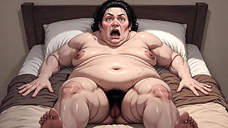 Horny Obese BBW Masturbates Her Hairy Wet Pussy - Big Belly Solo Play