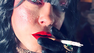 Leather Clad Tina Snua Smokes A Cork Cigarette - You Love Me Dressed Head To Toes In Leather - Gloves