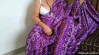 Purple Saree Love the Gujrati Bhabhi Feeling