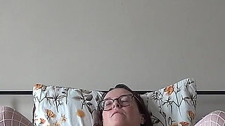 Nurse in White Fishnet Stocking Playing with Vibrator