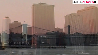 Lesbian babes fuck each other with a dildo after deep kissing