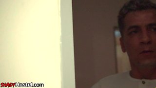 Hostel bitches fucked in threeway by hard white dick