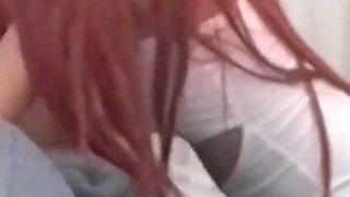 MILF in Sexy Clothes Take a Cock in Her Mouth and Cum on Her Tongue