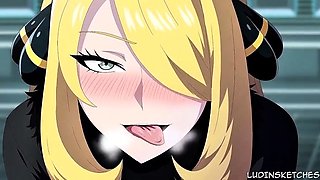 Cynthia serving the new champion