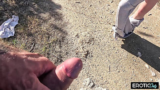 German amateur Maria Gail gets nasty outdoor anal with stranger in car - rough POV fucking and blowjob