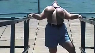 Beautiful Brunette Big Boobs Rides Fake Cock