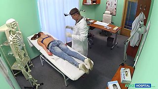 Doctor prescribes an erotic massage for sexy blonde patient