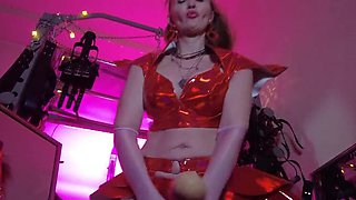 Mistress Eva Gold Boots Big Ass Latex Femdom BDSM Solo