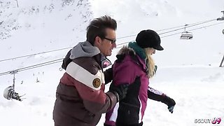 German MILF Julia Pink Public Ski Lift Blowjob - Risky Outdoor Sex with Conny Dachs
