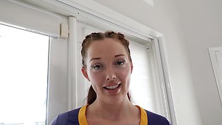 Cheerleader Ashley Red gets her ass spanked in a surprising encounter