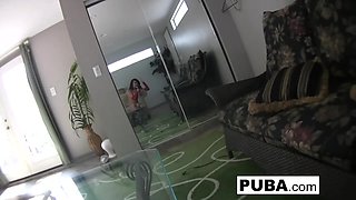 A gorgeous little Asian girl enjoys filming herself squirting.