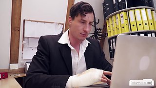 Inked hot MILF gets fucked in the office