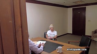 Humping big tit bikini mom on the principals desk