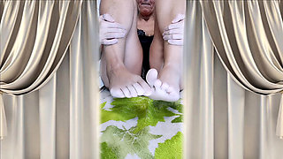 Hot housewife Lukerya flirts passionately online in the kitchen.