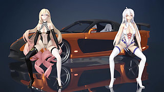 Chocolate Cream Duet Striptease; Black Stockings; White Stockings; Racing Leotards