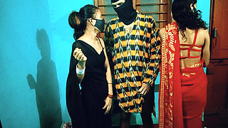 Two Bhabhi Fuck with Naughty Devar for Hard Sex, Bhabhi Teaches Fucking to Virgin Teen Devar