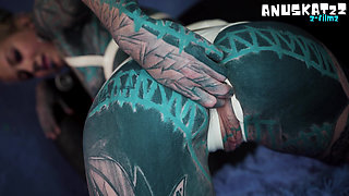 Latex loving Tattooed Girl Squirt filled Asshole Fun Prolapse and Gapes